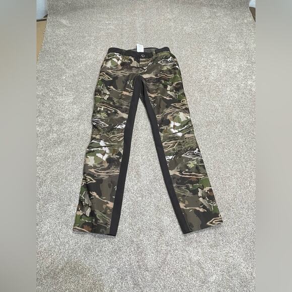 gorpcore Under Armour Storm Forest Camo Hunting Outdoors cargo Pants sz 8 hunter - Picture 1 of 14